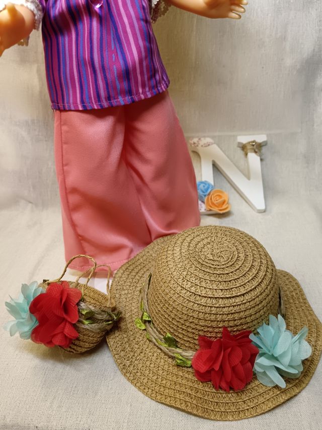 CONJUNTO SOMBRERO PAJA con CESTO