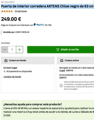 NUEVA puerta corredora Leroy Merlin