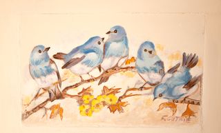 Atril . Caballete. Atril madera .Cuadro con flores