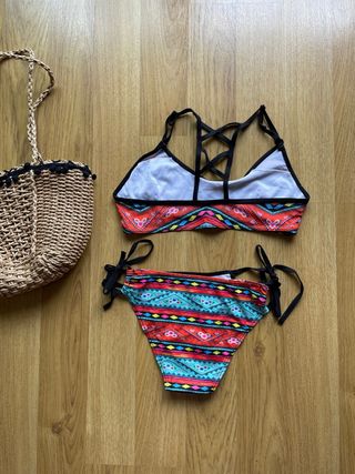 Bikini estampado naranja negro T.L