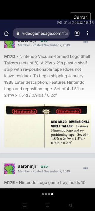 Cartel Nintendo NES M17D