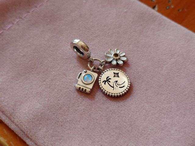 Charm Playa, cámara y margarita de plata de ley