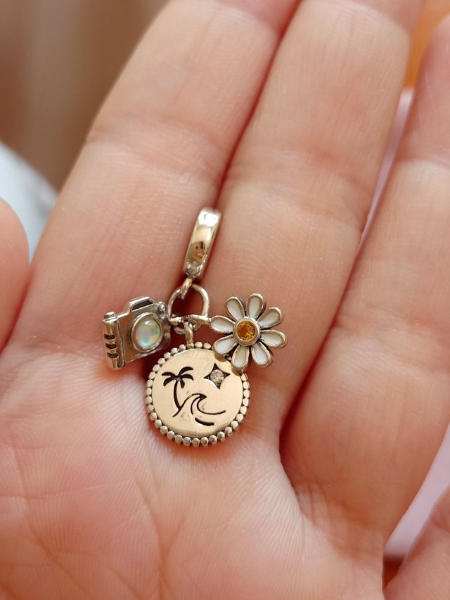 Charm Playa, cámara y margarita de plata de ley