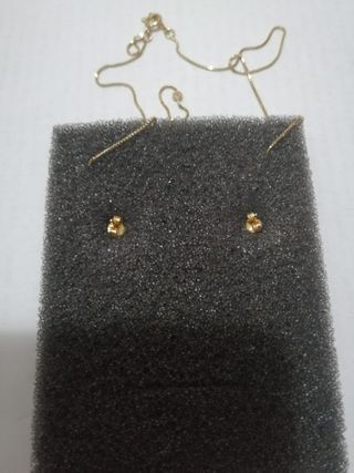 cadena y pendientes oro 18k / 750 nueva a estrenar