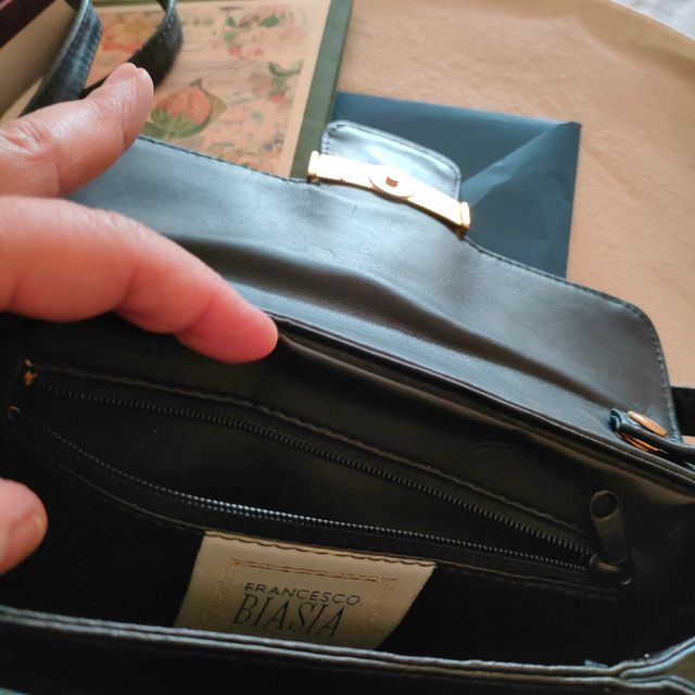 borsetta in pelle blu molto scuro