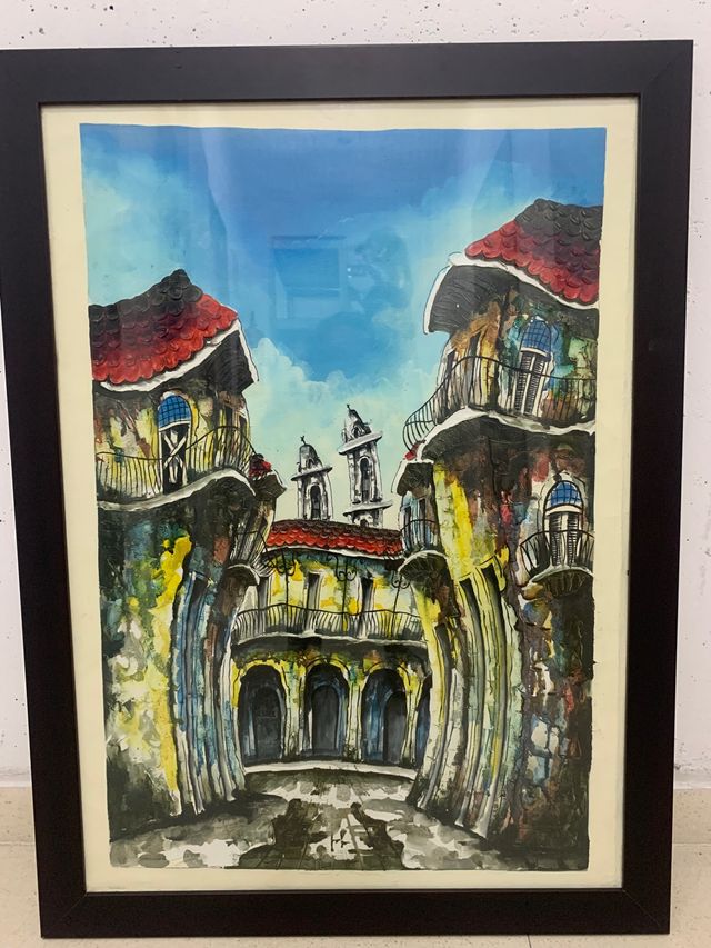 Cuadro 57x77 con marco marrón oscuro 