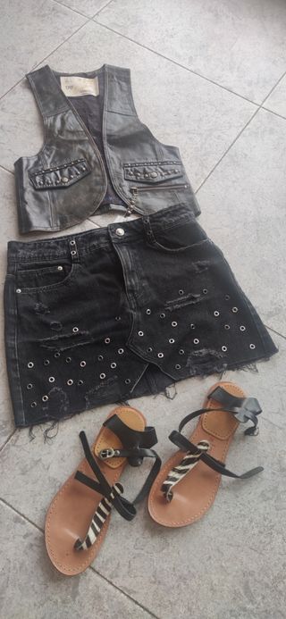 lote falda ,chaleco y sandalias 