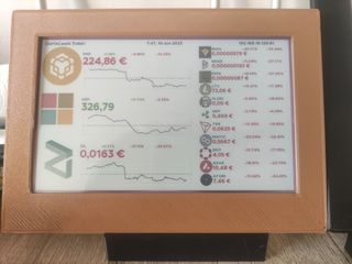 Crypto ticker y mercado de valores de 7,3"