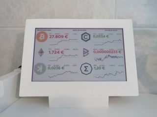 Crypto ticker y mercado de valores de 7,3"