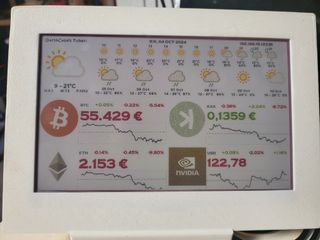 Crypto ticker y mercado de valores de 7,3"