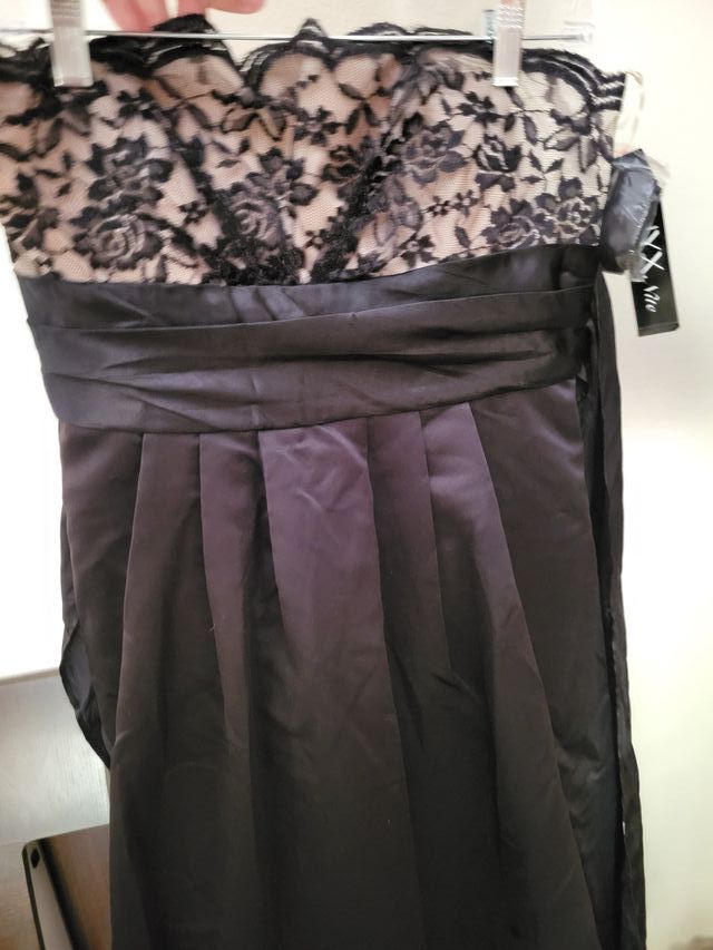 Vestido negro y beige