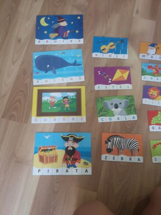 16 mini rompecabezas con palabras en catalán