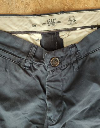 Pantalón tela chino azul H&M