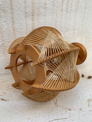 LÁMPARA VINTAGE MADERA Y RAFIA