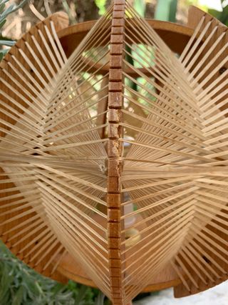 LÁMPARA VINTAGE MADERA Y RAFIA