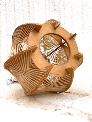 LÁMPARA VINTAGE MADERA Y RAFIA