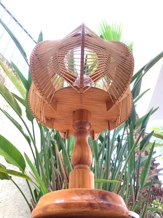 LÁMPARA VINTAGE MADERA Y RAFIA