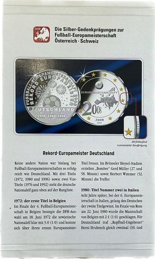 Silber-Gedenkprägungen FUßBALL-EM ÖSTERREICH-SCHWE