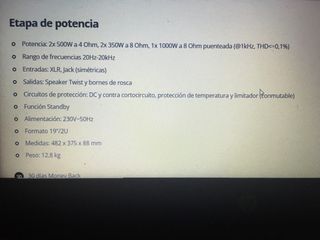 Equipo sonido PA amplificador + altavoces + cables
