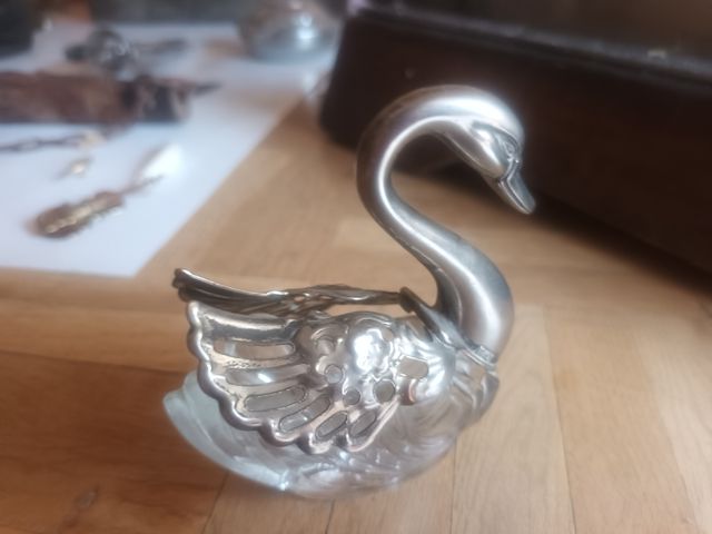 cisne italiano+cajas de cristal+tortuga,jarrón...