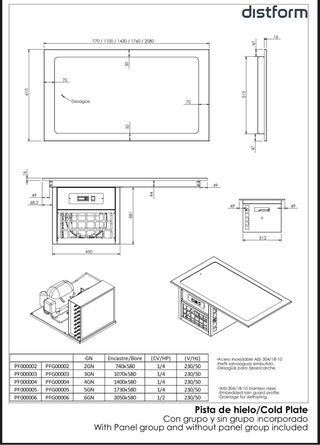 Vtrina pasteleria/ Placa fria 2GN distform