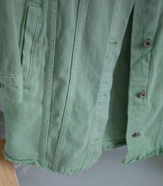 Parka Denim Detalles Strass Verde Agua