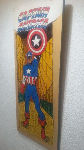 Capitán América- cuadro vintage en madera-a mano