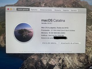 Imac 21,5 i5 2,7 Ghz 16Gb RAM - Pantalla Rota