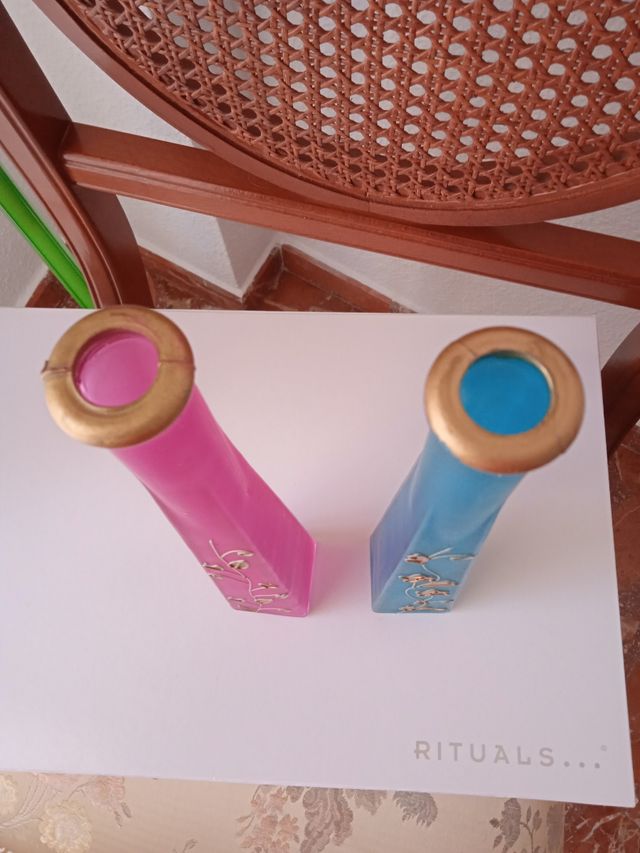 AÑOS 80 JARRONES VINTAGE CRISTAL MATE RETRO Y ORO