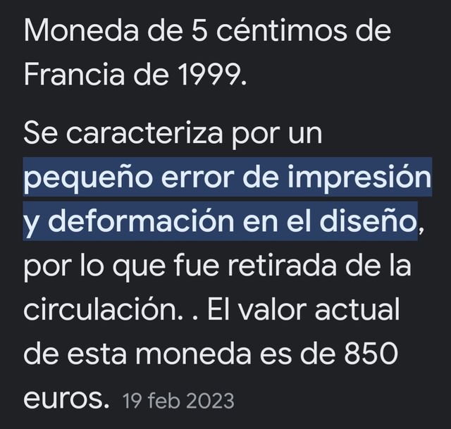 moneda francia 1999 de 5 centimos