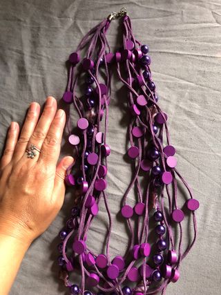 Collar abalorios gran tamaño, morado