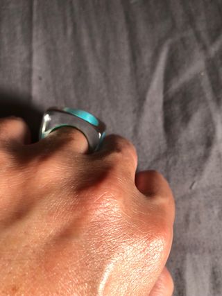 Anillo bisutería grande azul
