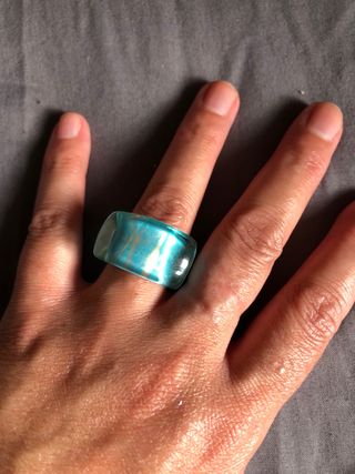Anillo bisutería grande azul