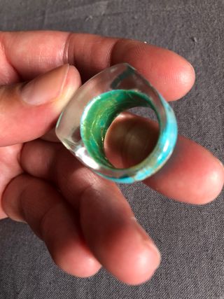 Anillo bisutería grande azul