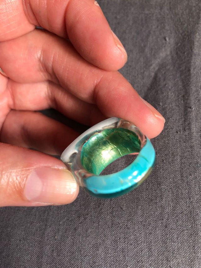 Anillo bisutería grande azul