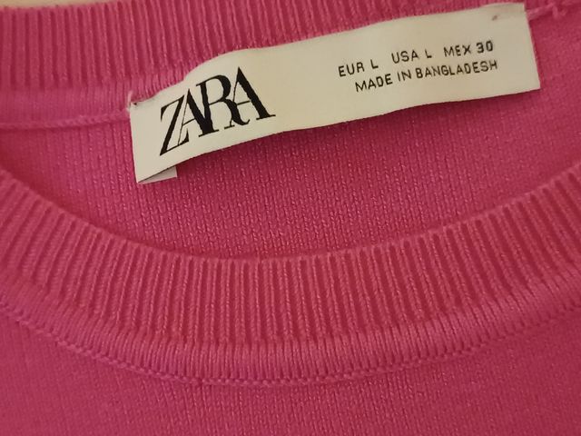 top rosa fucsia zara sin mangas