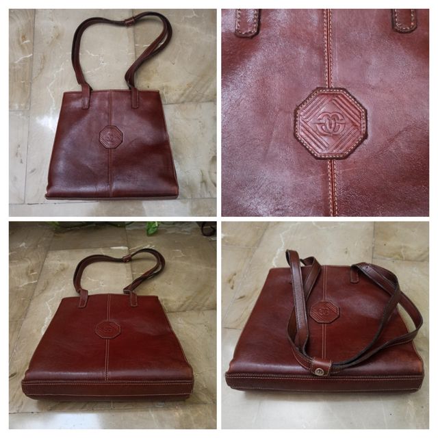 BOLSO DE PIEL GRANATE + REGALO OTRO MARRON DE PIEL