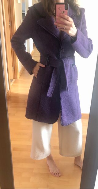 Abrigo de fiesta morado de lana Talla S