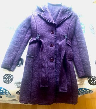 Abrigo de fiesta morado de lana Talla S