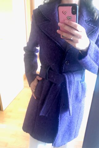 Abrigo de fiesta morado de lana Talla S