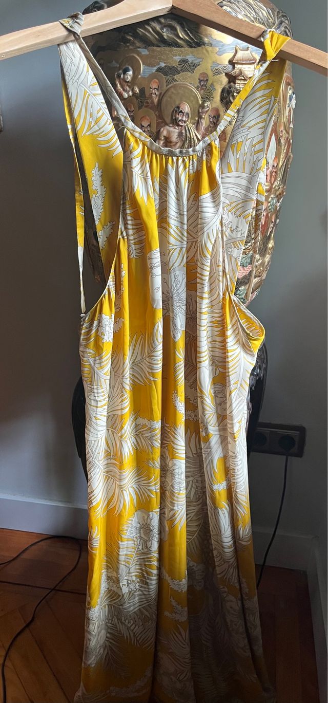 Vestido midi-largo ZARA satinado M-L