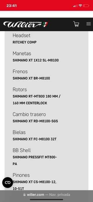 Wilier urta slr talla S