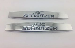 2 EMBLEMAS LOGOS AC SCHNITZER BMW CROMADOS
