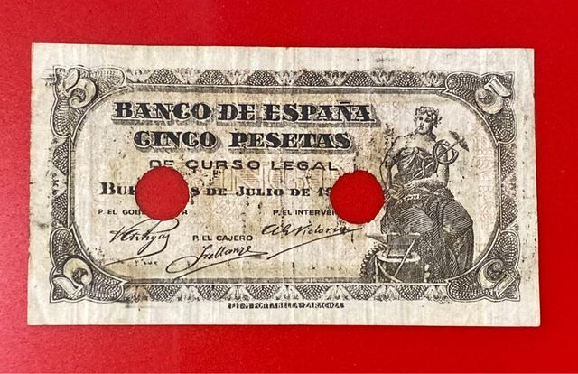 2 billetes de 5 pesetas 1937 Burgos Portabella