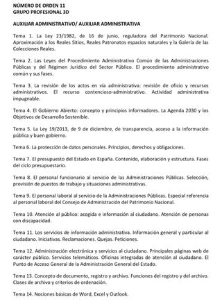 TEMARIO PATRIMONIO NACIONAL. CONVOCATORIA 2025