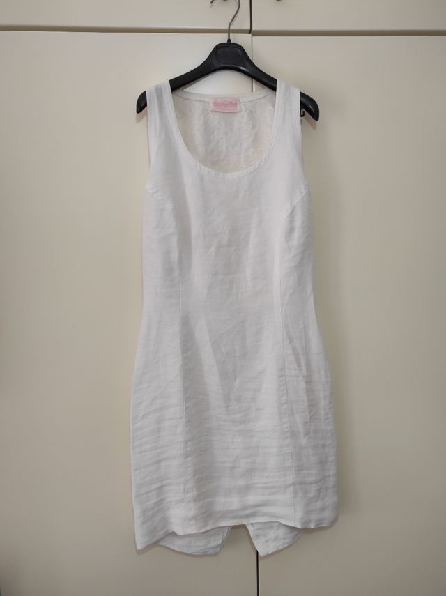 Abito estivo bianco, taglia 42, in lino 