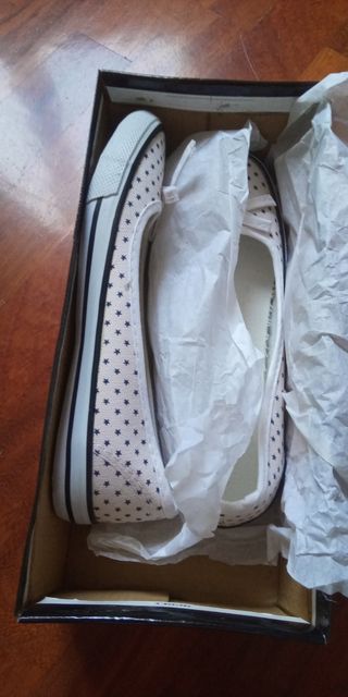 Ballerine in tessuto bianche con stelline blu