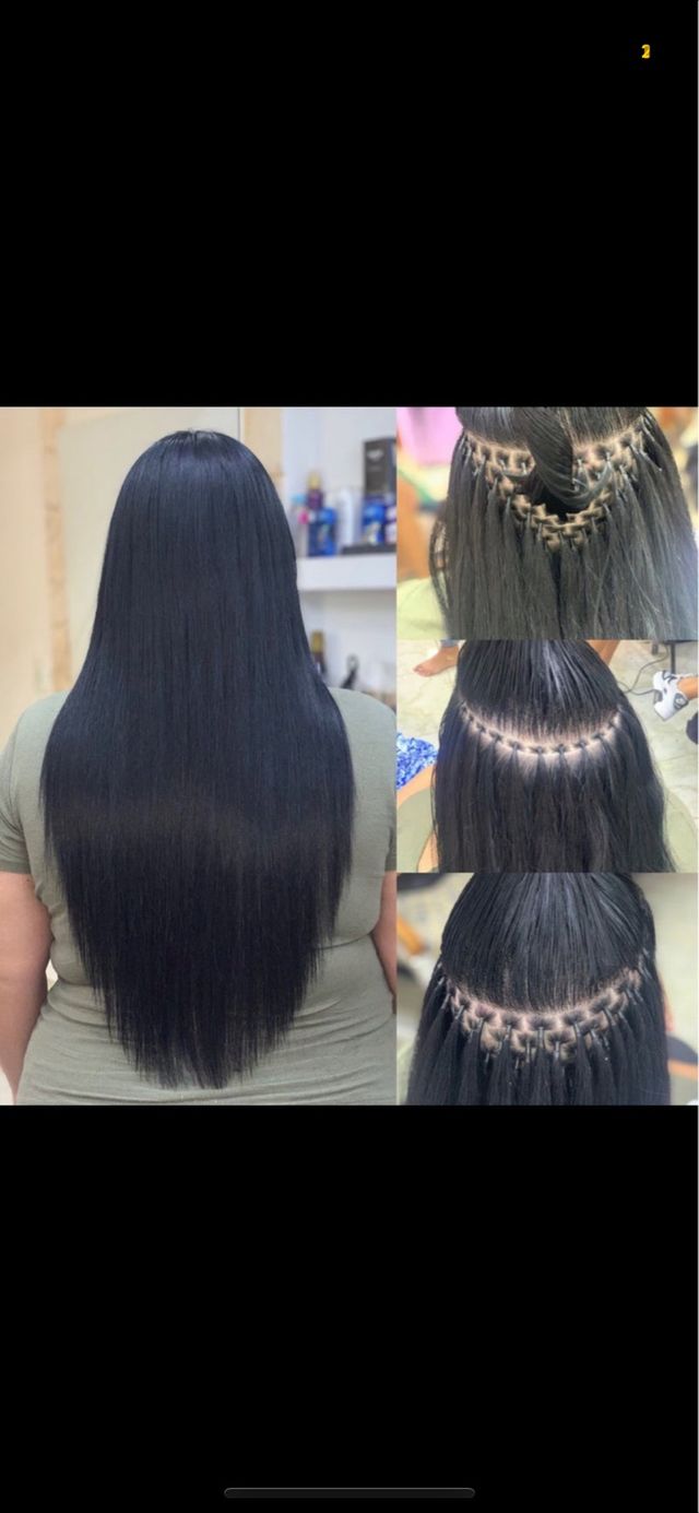 Extensiones de pelo natural ,postura en punto ita 