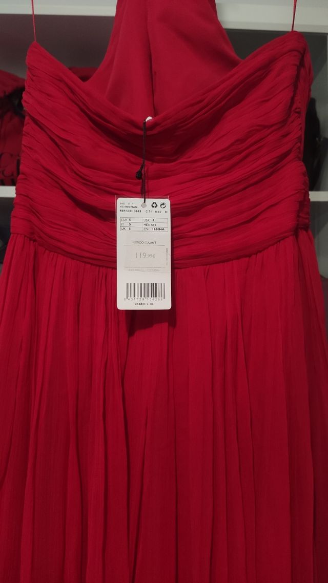 Vestido rojo fiesta Mango