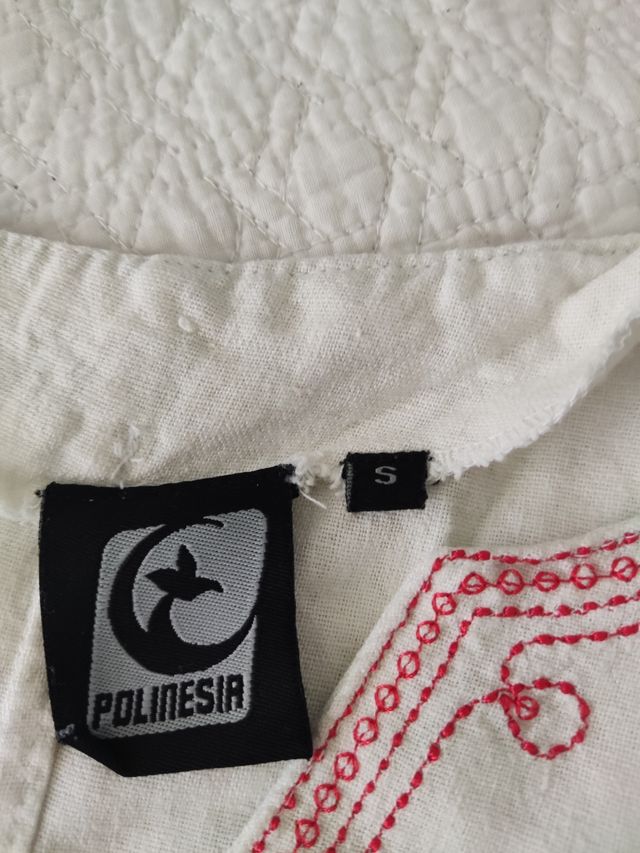 Kaftan playa .blanco.Marca polinesia.